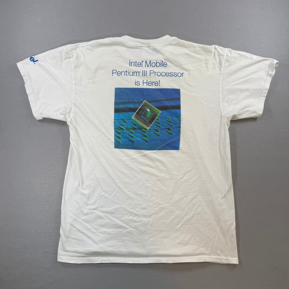 Vintage Intel Pentium 3 T-Shirt Mens XL White Tech Graphic Processor Computer - Picture 3 of 10